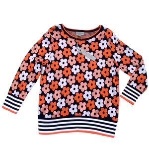 NWT Joseph Allen Flower & Stripe Scoop Neck Pullover Sweater Women MP